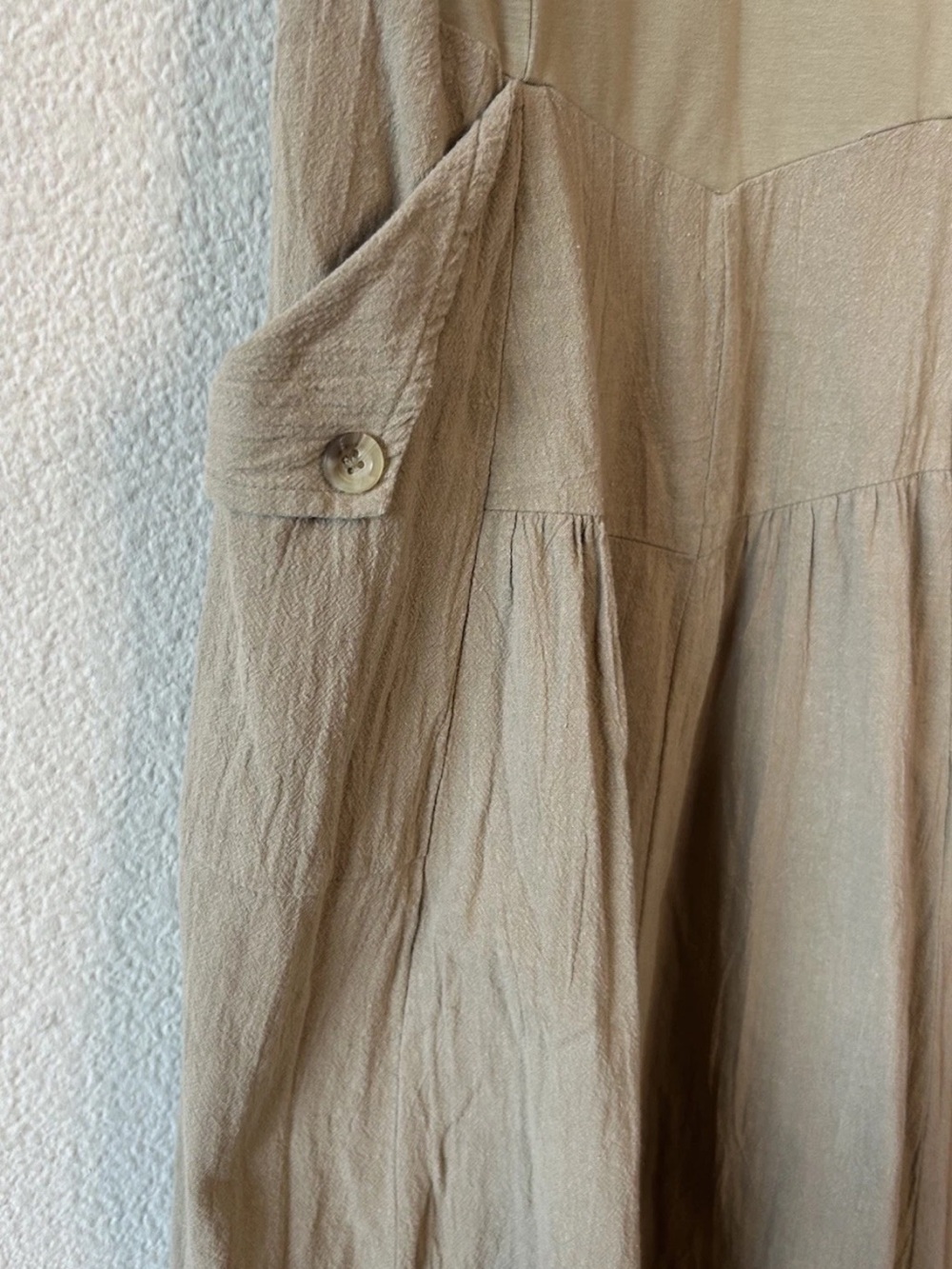 FREE PEOPLE Soledad Midi Dress Khaki Beige Boho Pockets Sz M - Picture 8 of 16